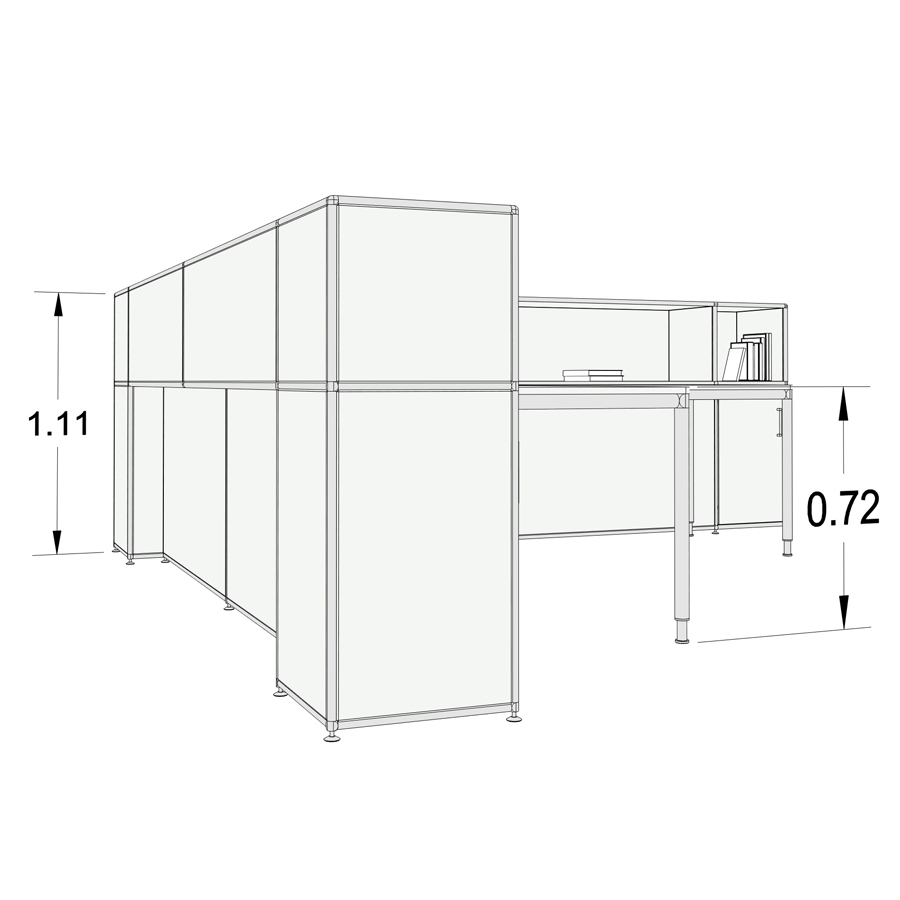 Bosse Modul Space Empfangstheke 7 weiß Bemaßung