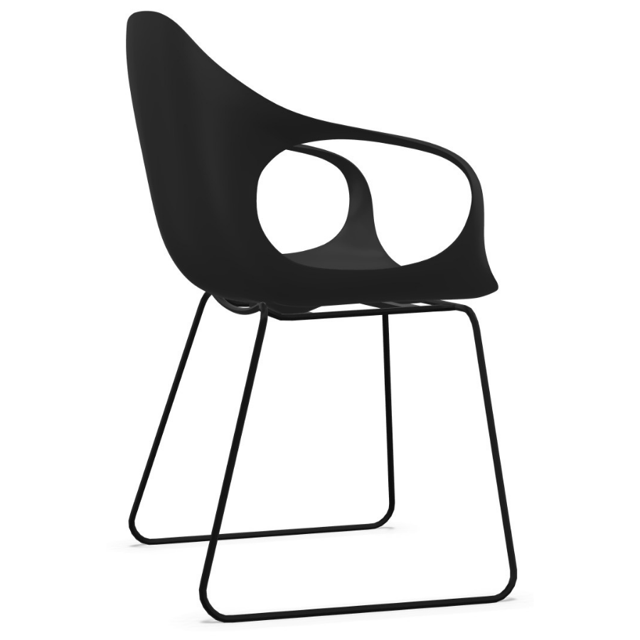 Kristalia Elephant Kufenstuhl Schale schwarz Kufe schwarz - Seitenansicht