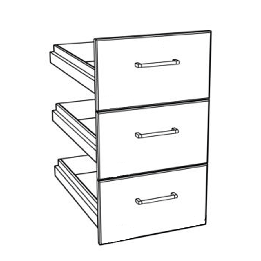 Bosse Solutions Sekretär | Detail Inneneinrichtung der 3 Schubladen rechts unten