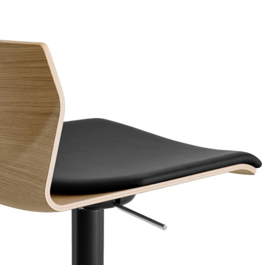 lapalma KAI Barhocker schwarz Sitzschale Eiche mit Lederkissen