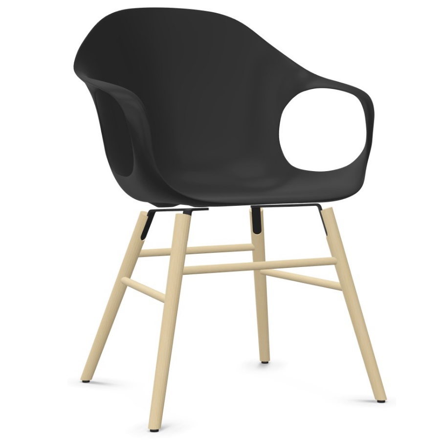 Kristalia ELEPHANT Stuhl mit Holzgestell Buche - Sitzschale schwarz