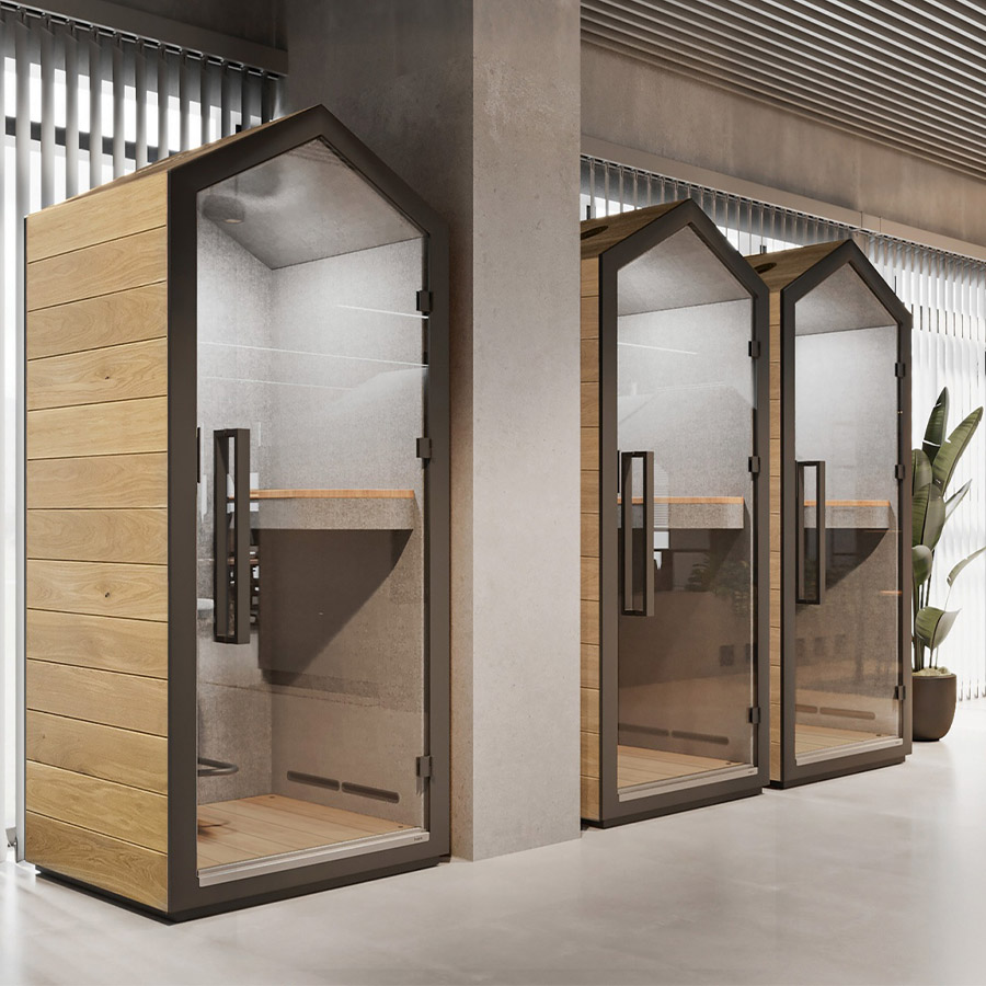 Bejot Treehouse Telefonbox Akustikkabine Wood mit geschlossener Rückwand