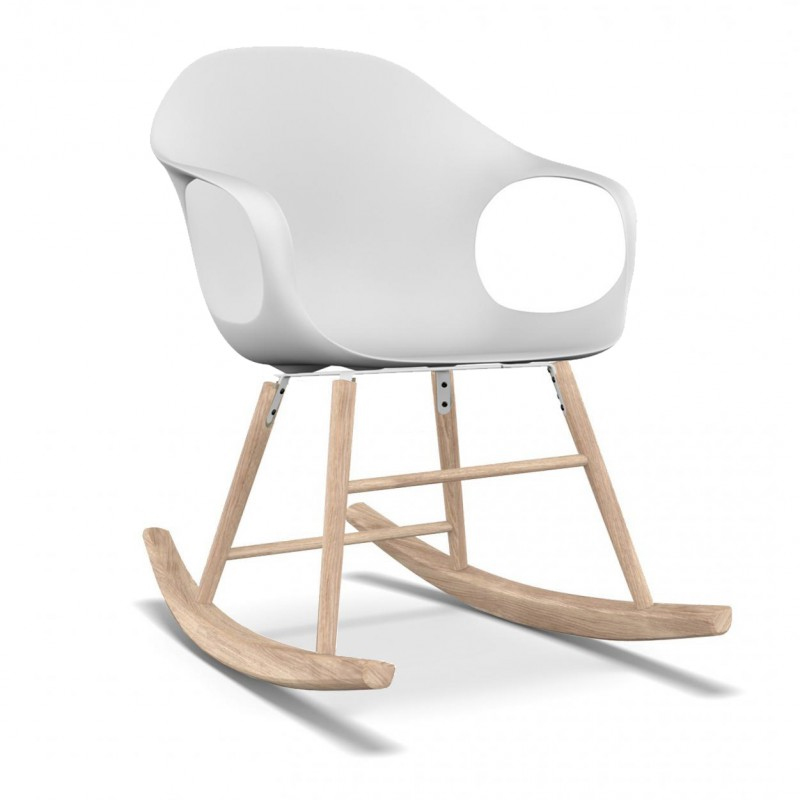 Kirstalia Elephant Schaukelstuhl weiß mit Buhenholz