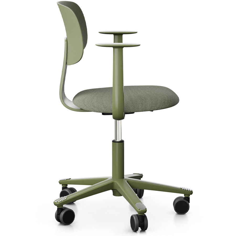 HAG Tion 2140 Bürostuhl Moss Grey mit Armlehnen - Sitz Stoff Cura - Rückenschale Kunststoff - Seitenansicht