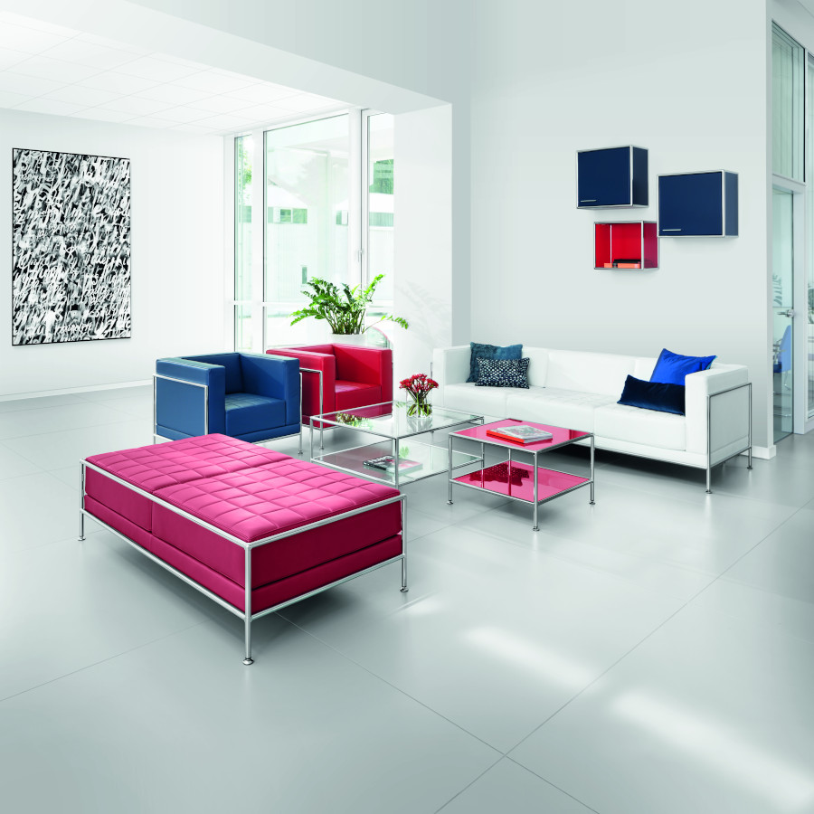 Hocker Zweisitzer, Sofa Dreisitzer, Sessel Einsitzer und Couchtisch