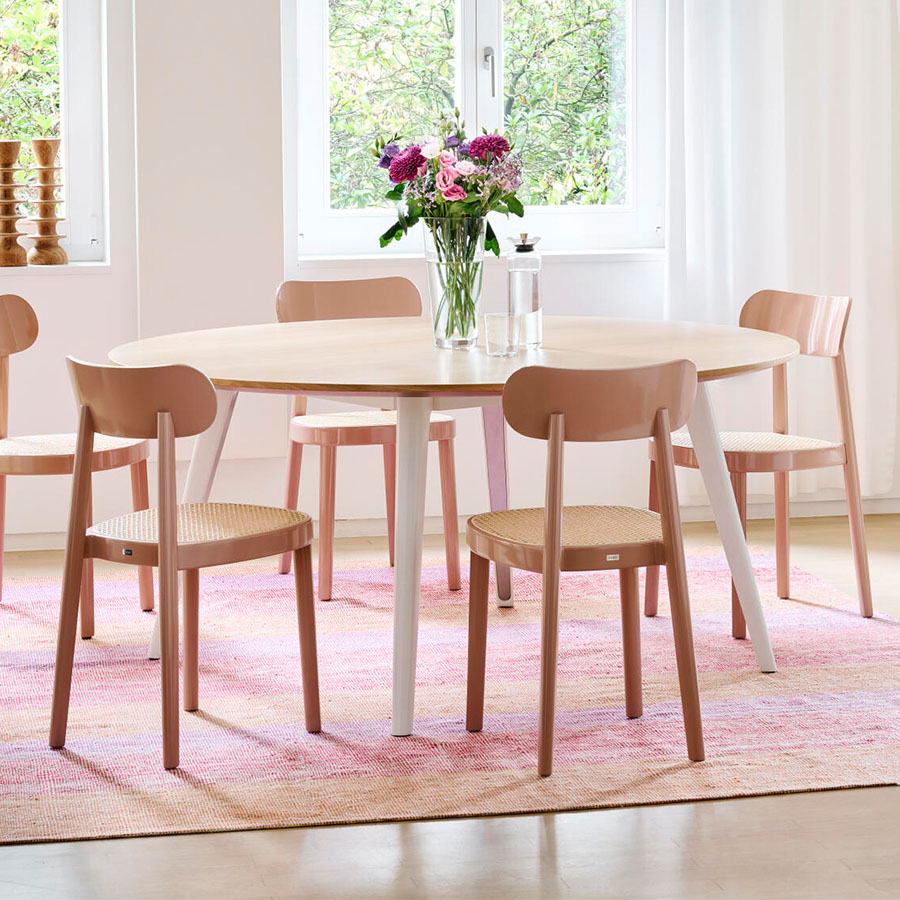 Thonet 1545 Tisch mit Gestell RAL 9010 weiß