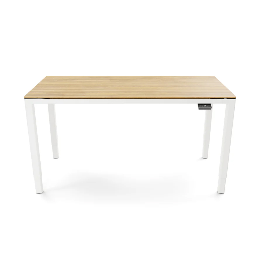 Yaasa Desk Four Tisch Gestell weiß, Tischplatte Eiche natur Massivholz