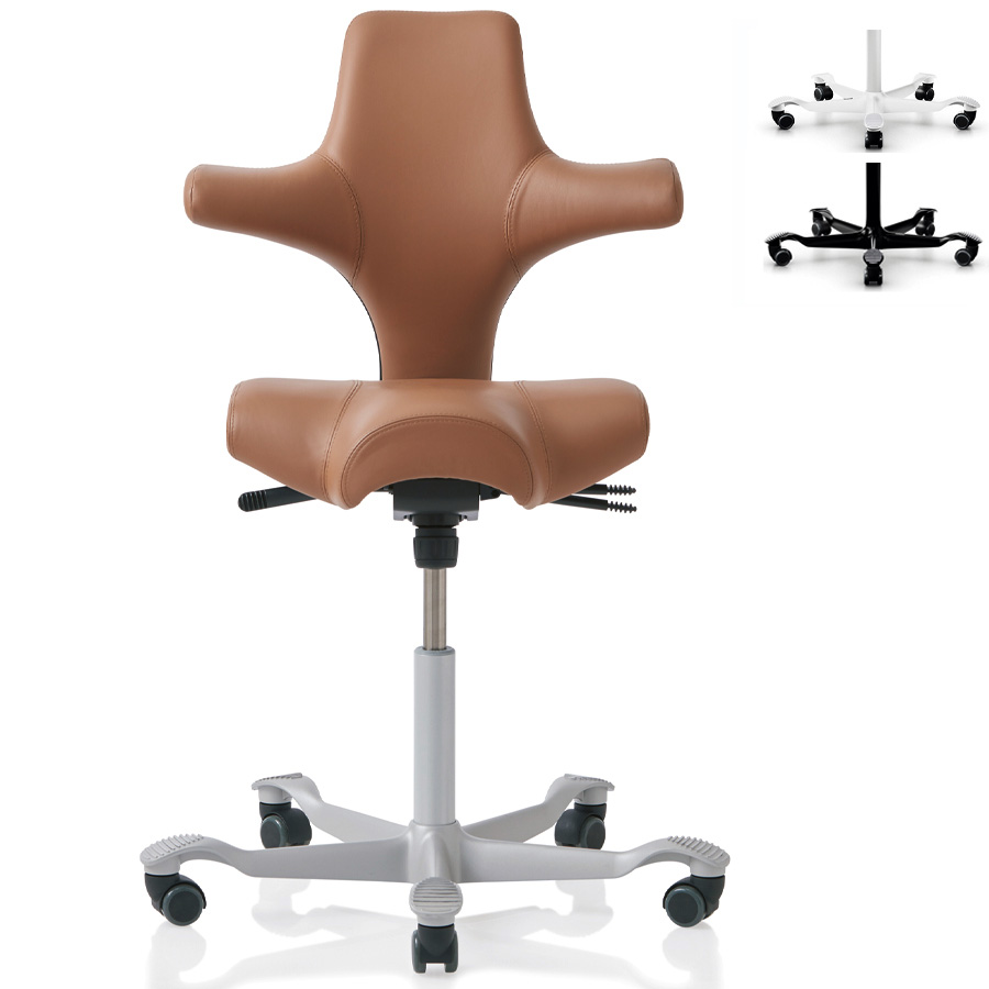 HAG Capisco Leder Natur mit Gestell silbergrau