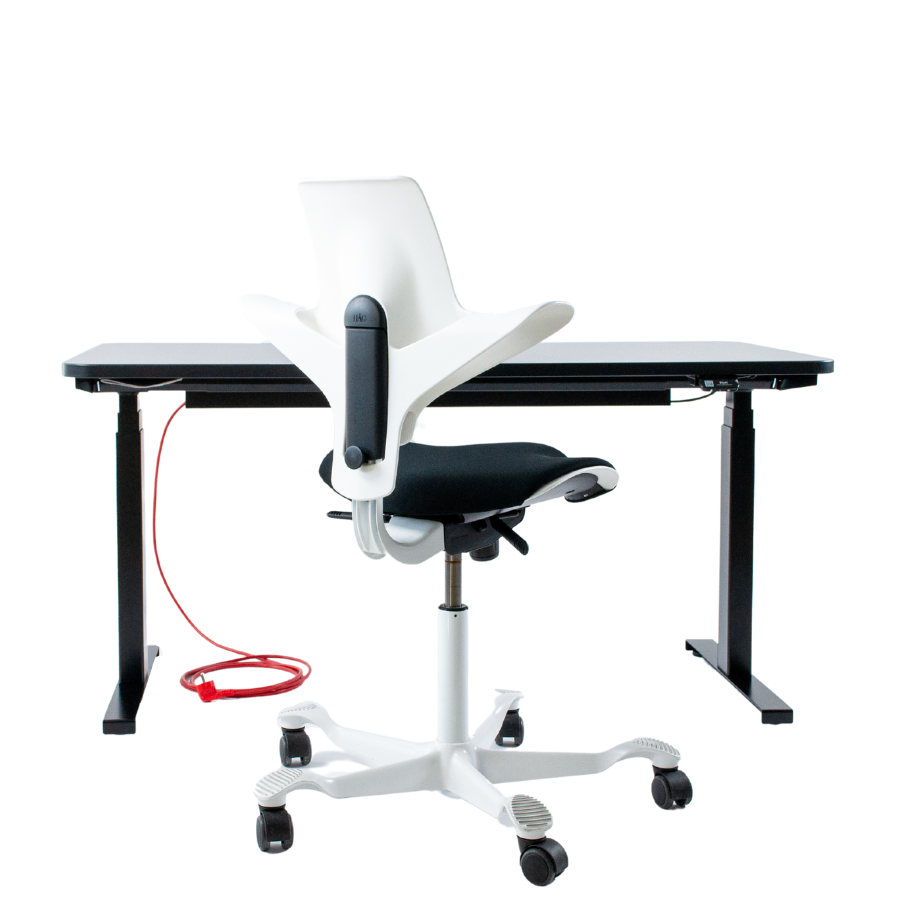 Schreibtisch CLEO elektrisch höhenverstellbar mit HAG Capisco Puls 8020