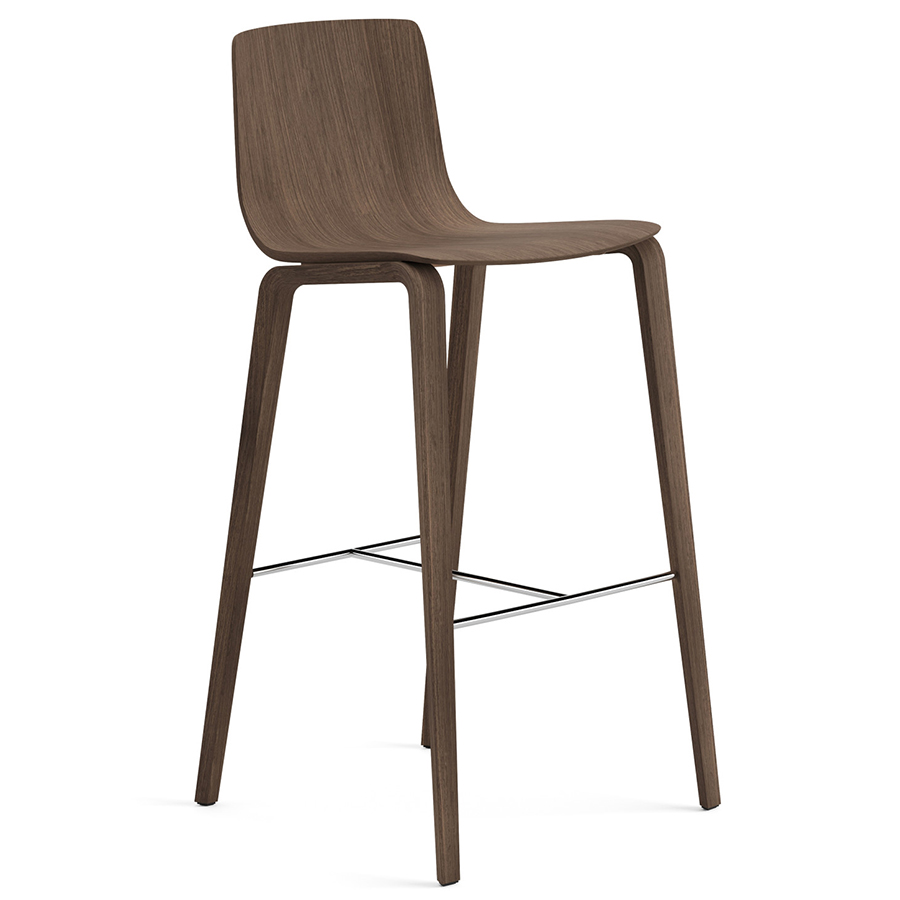 Arper Aava 02 Barhocker aus Holz Sitzschale und Gestell Nussbaum Sitzhöhe 66 cm