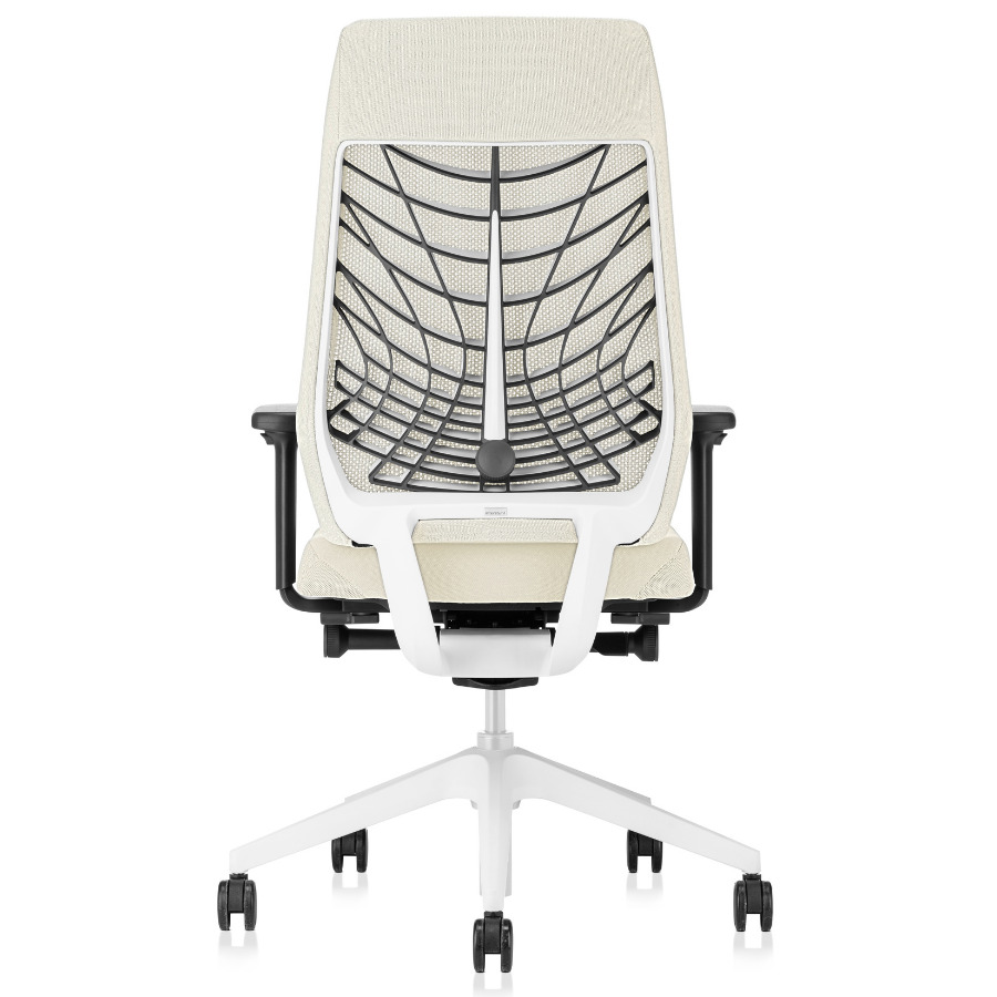 Interstuhl JOYCEis3 JC217 Bürostuhl mit Netzrücken Farbe weiß Gestell hellgrau - Rückansicht