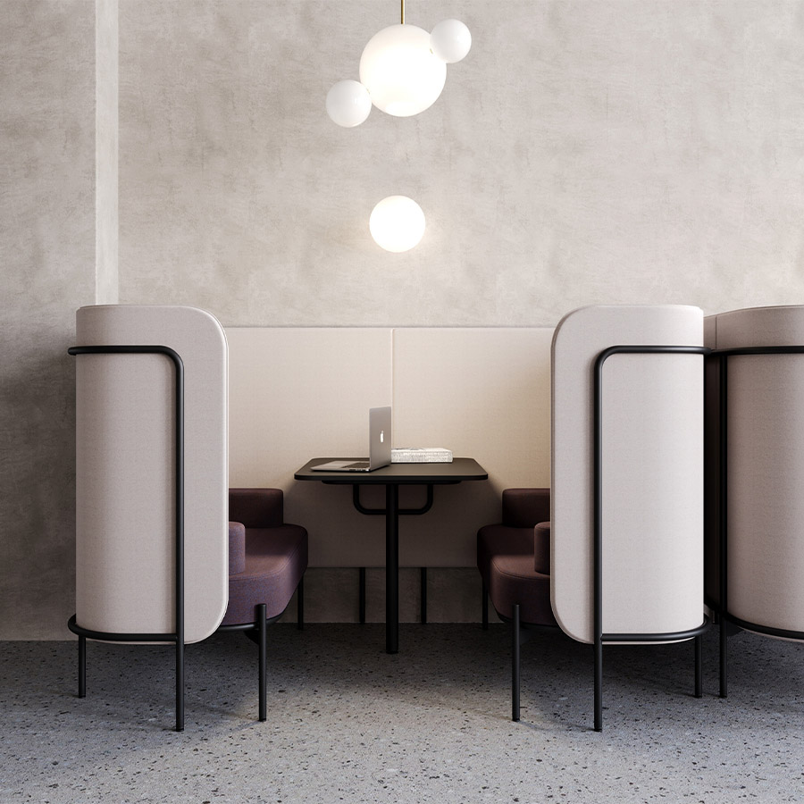 Bejot Chat_Pod Akustikbox für 4 Personen in LDS08 und schwarzer Tischplatte