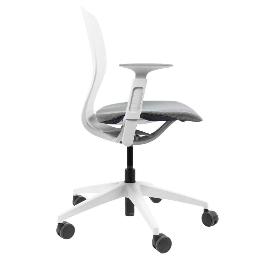 Klöber LIM Drehstuhl weiß mit Changeable grau-weiß - Armlehnen höhenverstellbar