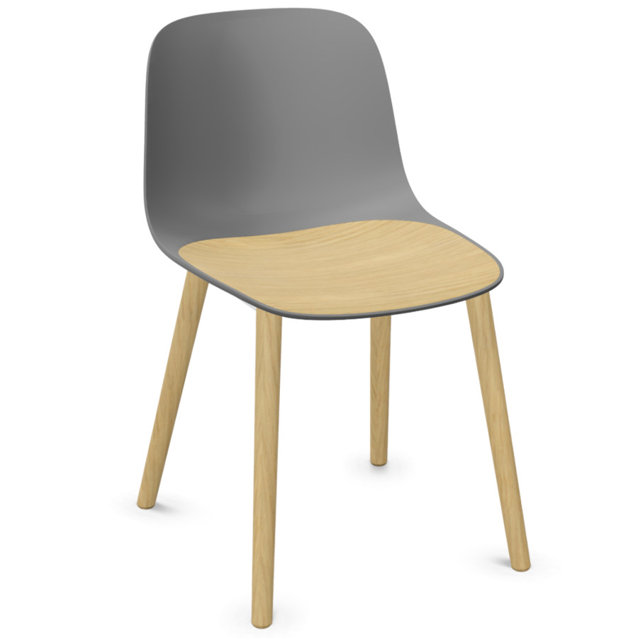 Lapalma SEELA S313 grau mit Holzsitzeinlage und Eiche gebleichten Holzbeinen