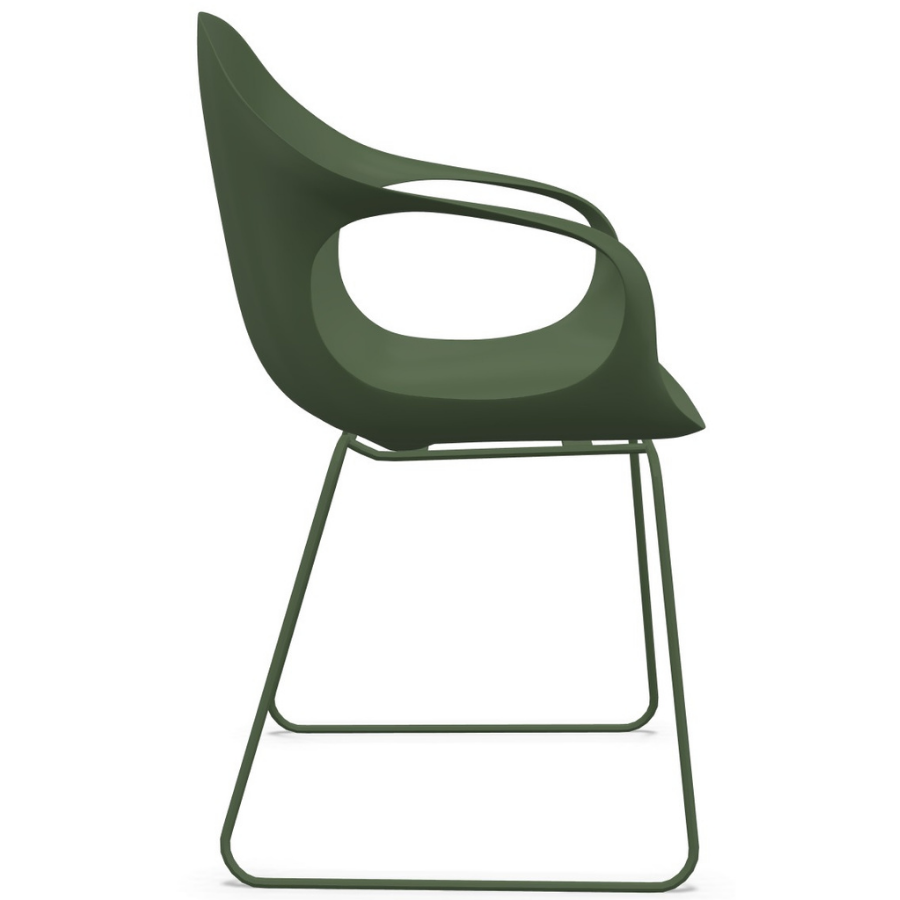 Kristalia ELEPHANT Stuhl olivgrün mit Kufengestell olivgrün - Seitenansicht