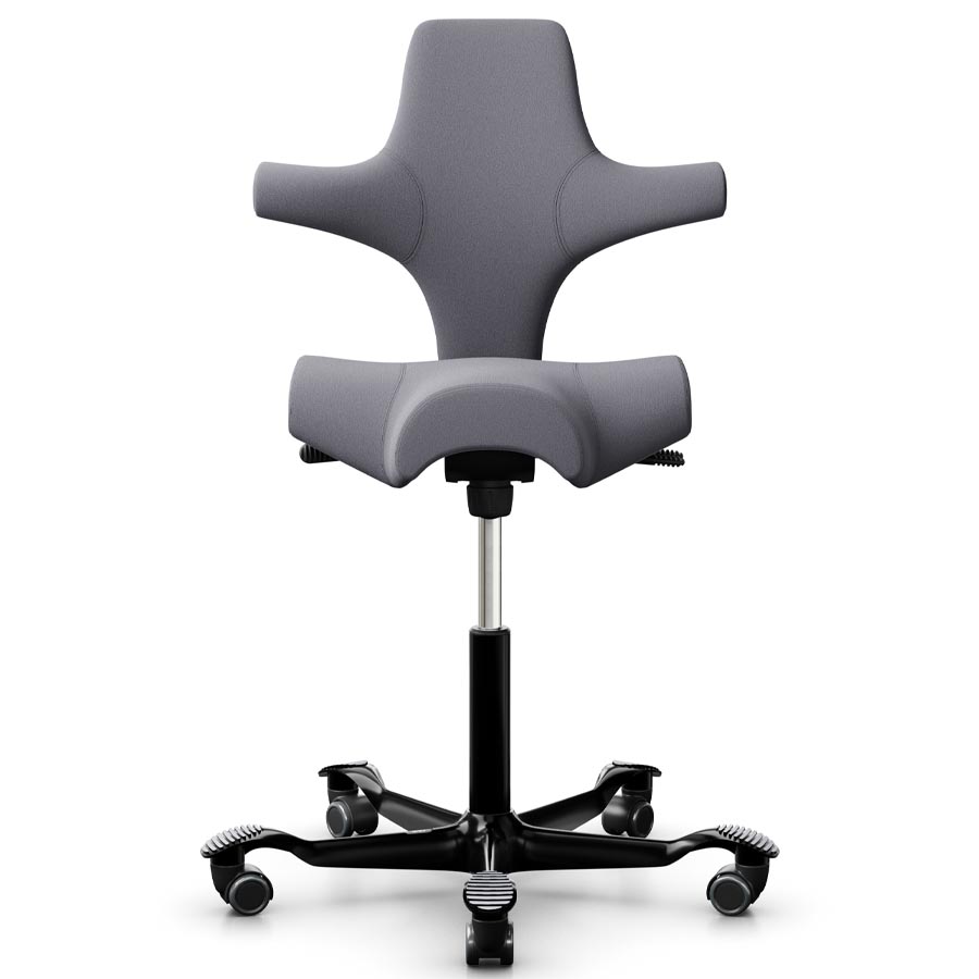HAG Capisco 8106 Stoff Xtreme grau 081 Gestell schwarz - 265er Gasfeder - Frontansicht