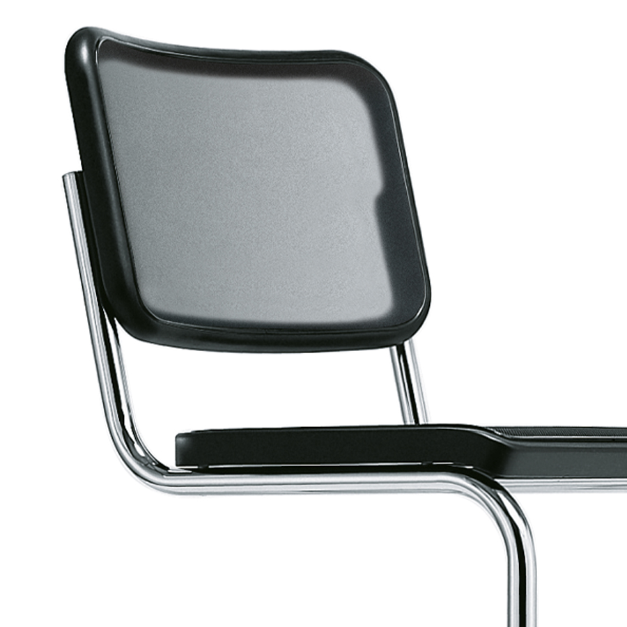 THONET Stahlrohr-Freischwinger S 32 N mit Kunststoffnetzbespannung schwarz - Nahaufnahme
