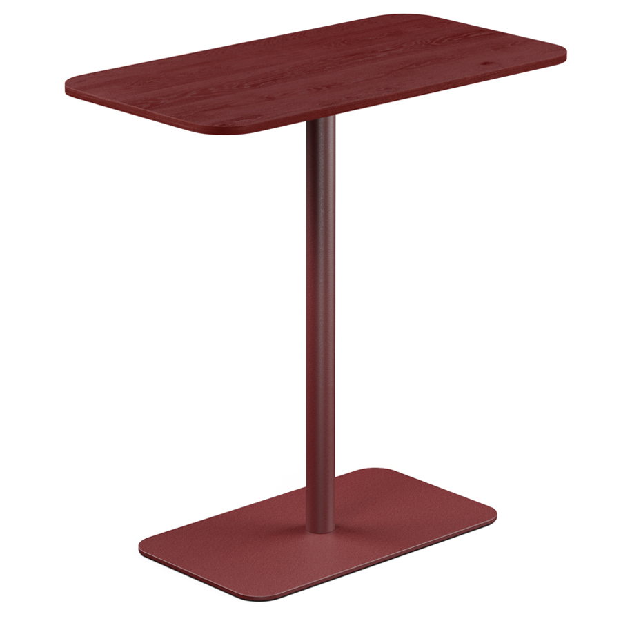 Profim Revo Beistelltisch LS65 - Platte Holzdekor Esche burgunderrot - Gestell RAL 3005 burgunderrot