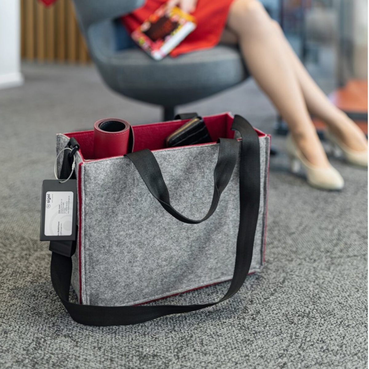 SIGEL Desk Sharing Bag Classic M | Büro Tasche für mobiles Arbeiten | Bicolor