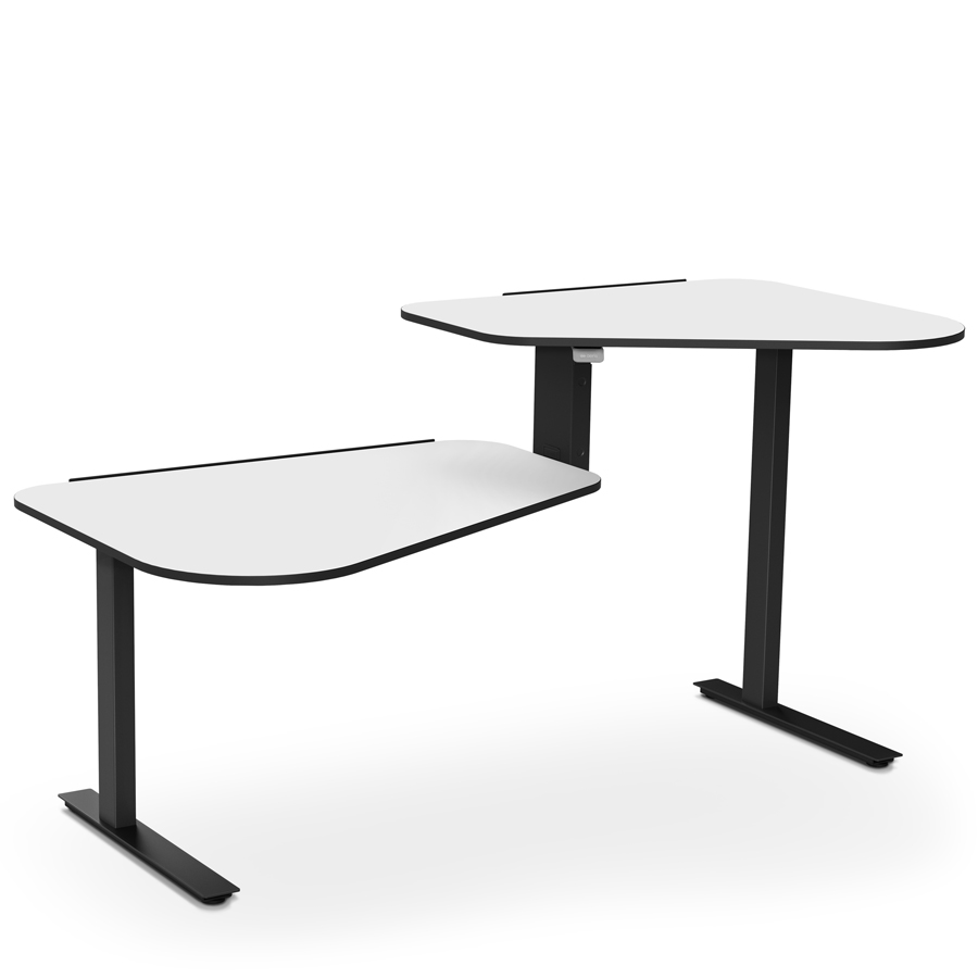 Aeris Active Office Desk - Gestell schwarz - Stehposition rechts - Platte weiß - Kante schwarz