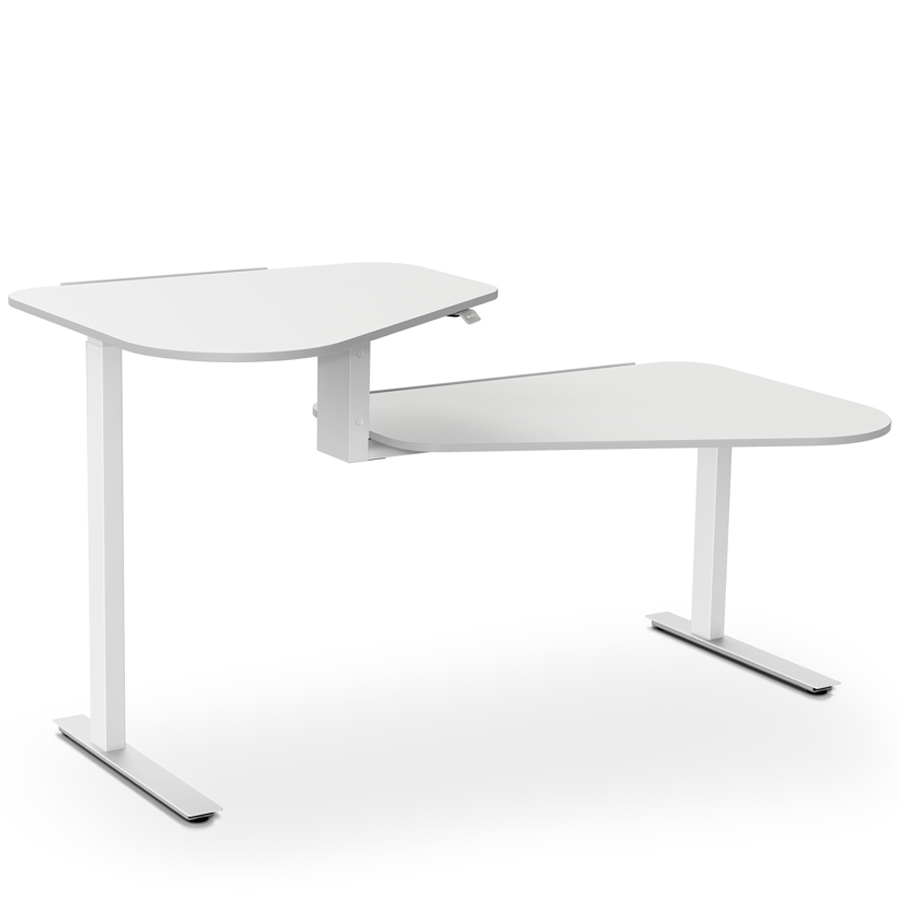 Aeris Active Office Desk - Gestell weiß - Stehposition links - Platte weiß - Kante weiß