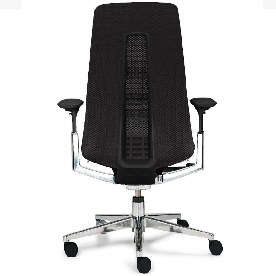 HAWORTH Fern Bürodrehstuhl schwarz mit Netzrücken, Fußkreuz Alu poliert u. 4D Armlehnen