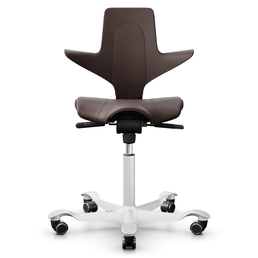 HAG CAPISCO PULS 8020 braun mit Leder braun - Gestell weiß Special Edition - Frontansicht