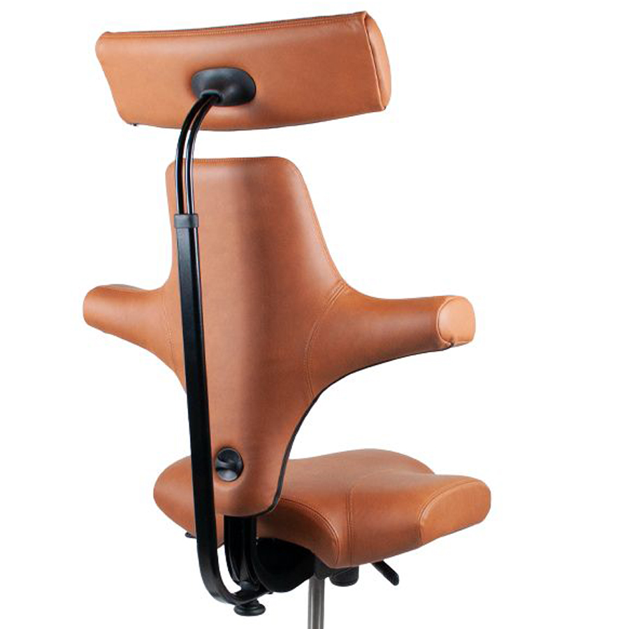 HAG Capisco 8107 - Leder Paloma Soft 5429 natur mit Nackenstütze - Gestell schwarz - Nahaufnahme