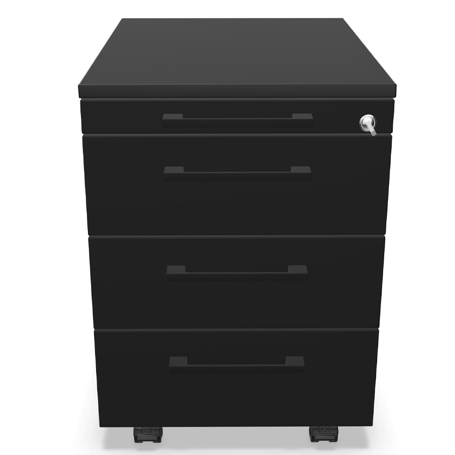 Palmberg Rollcontainer ORGA PLUS 333+1 schwarz - Frontansicht