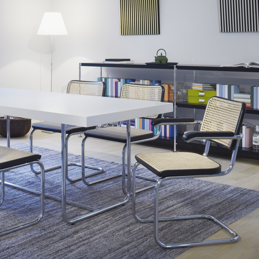 THONET Stahlrohr-Freischwinger S 32 Rohrgeflecht-Sitz Buche gebeizt - Beispielbild