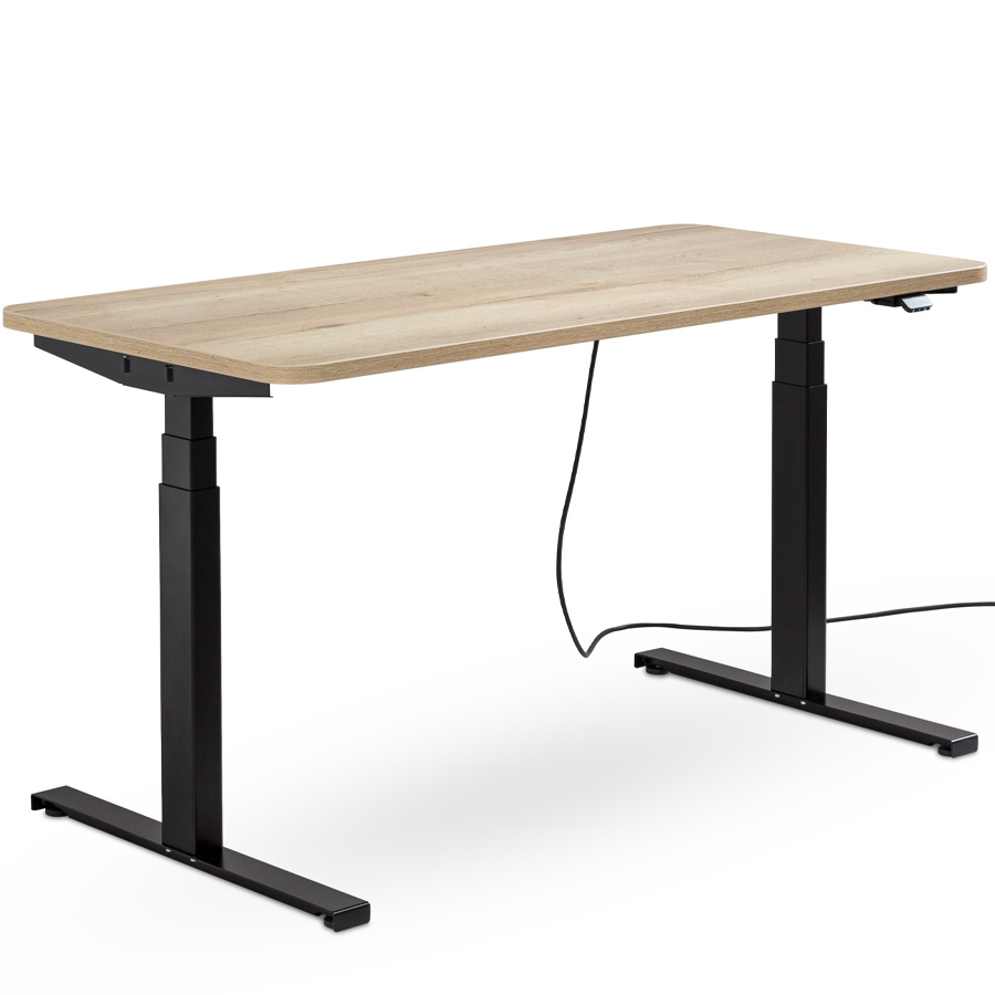 Schreibtisch NewWORK elektrisch höhenverstellbar - Gestell schwarz - Platte Halifax Eiche