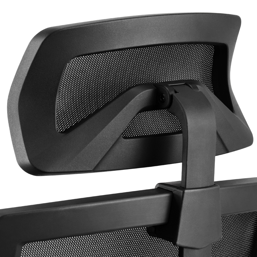 RWH Bürodrehstuhl ERGOFIX Netzrücken schwarz mit Armlehnen und Kopfstütze - Nahaufnahme