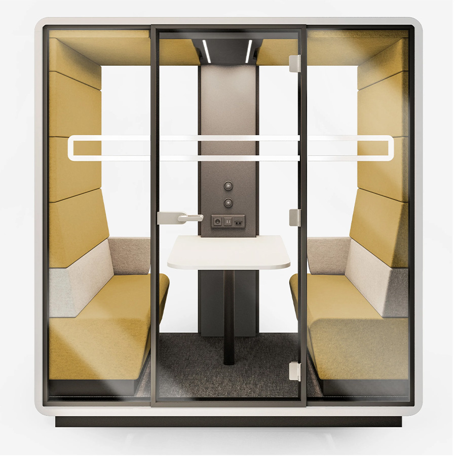 Hushoffice Hushmeet Akustikbox konfigurierbar in Wool Mustard und Biscuit