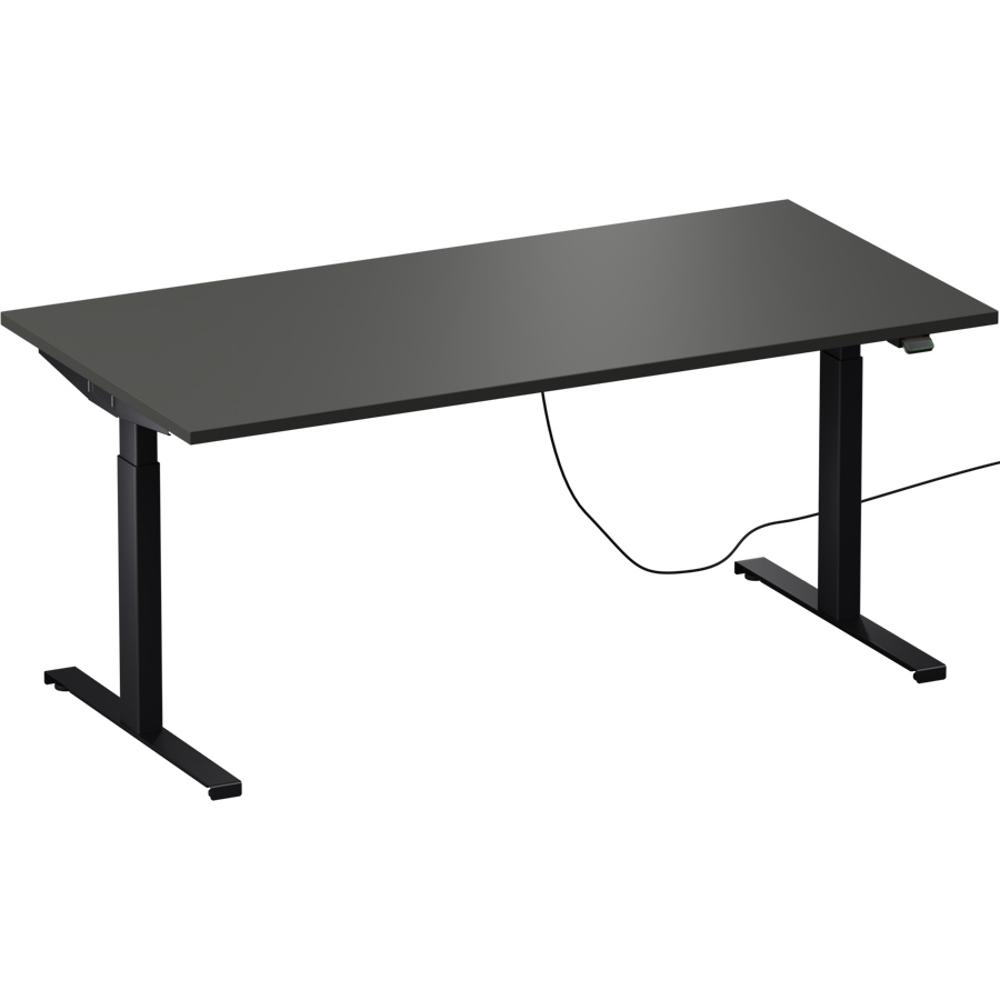 Schreibtisch NewWORK elektrisch höhenverstellbar - Gestell schwarz - Platte Dunkelanthrazit