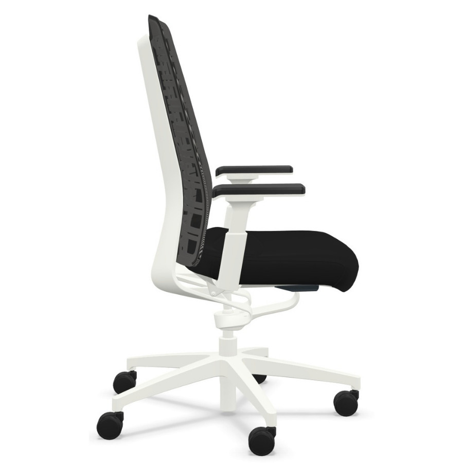 Interstuhl PUREis3 PU213 Bürostuhl weiß mit Netzrücken Farbe schwarz 3D-Armlehnen - Seitenansicht