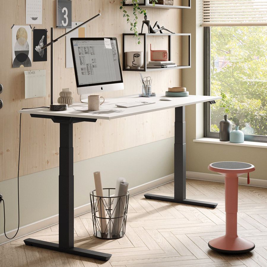 Palmberg Crew T Schreibtisch weiß anthrazit elektrisch höhenverstellbar