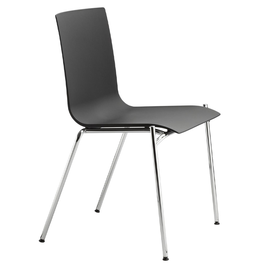 THONET S 160 Konferenzstuhl schwarz - seitliche Ansicht