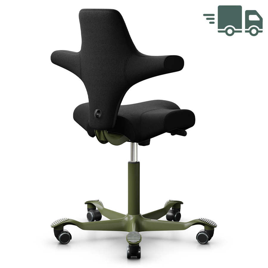 HAG CAPISCO 8106 Stoff Cura schwarz mit Sattelsitz - Gestell Moss Grey