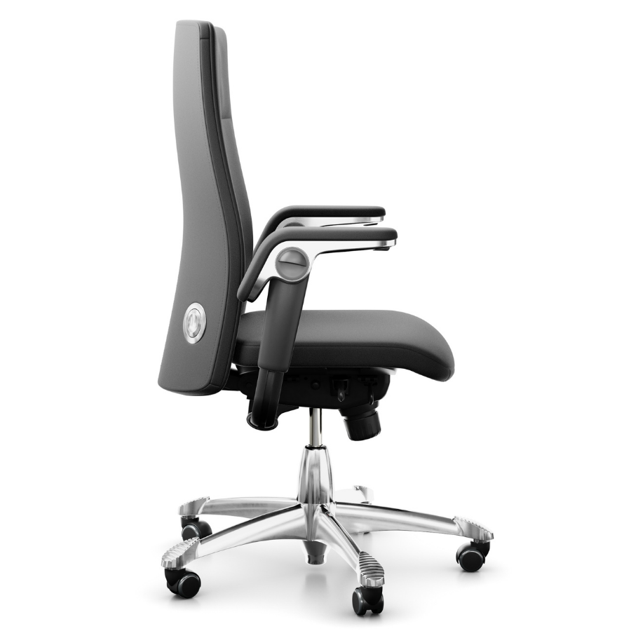 HAG Tribute 9021 Chefsessel schwarz Fußkreuz/Gestell poliert - Seitenansicht