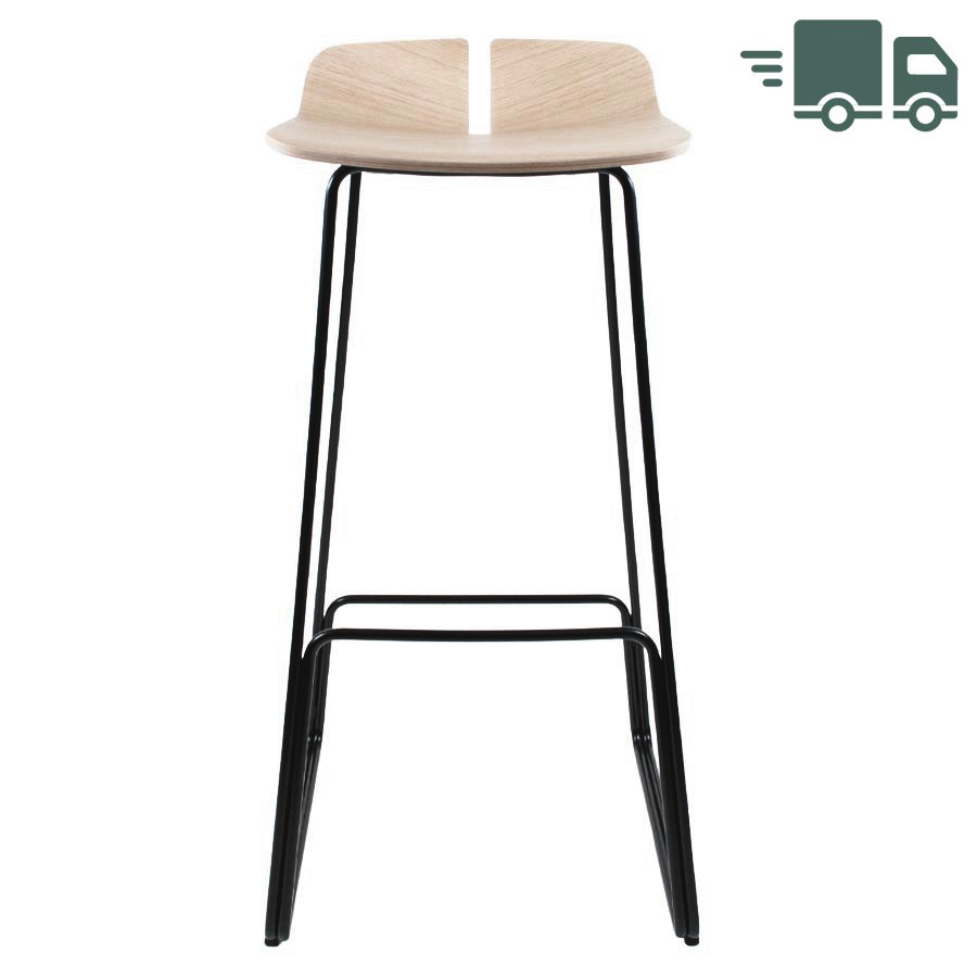 lapalma LINK Barhocker S129 | Höhe 75 cm schwarz | Sitzfläche Eiche gebleicht