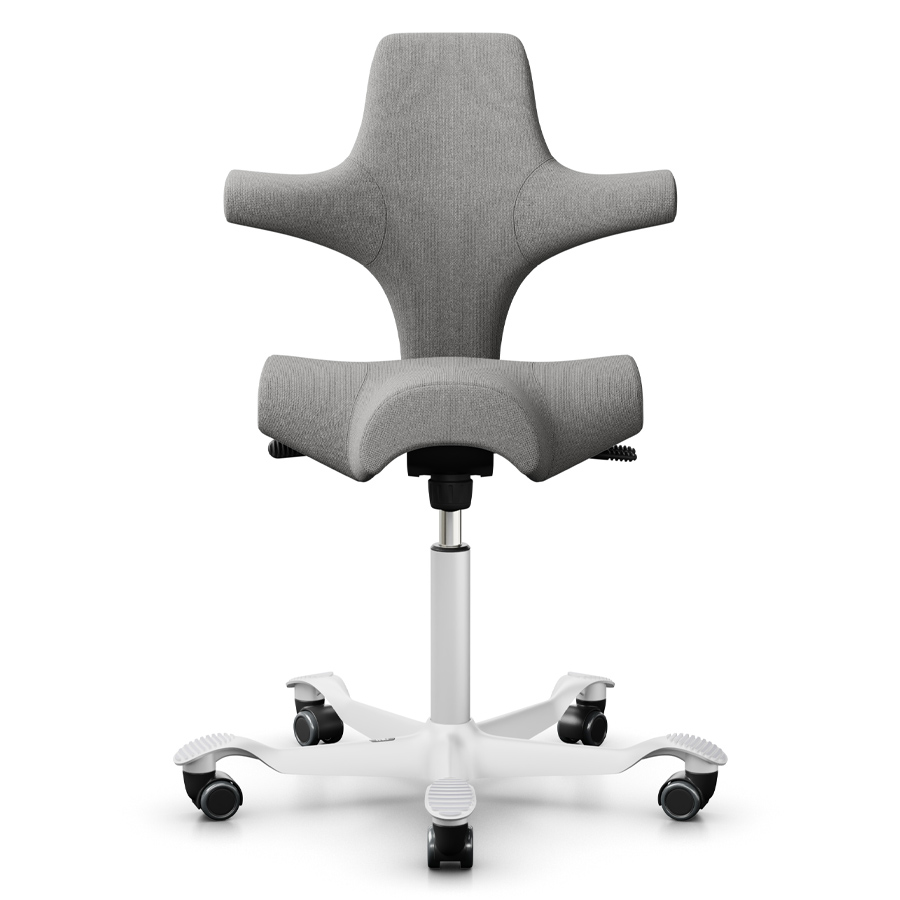 HAG CAPISCO 8106 Stoff Cura hellgrau mit Sattelsitz - Gestell weiß - Frontansicht