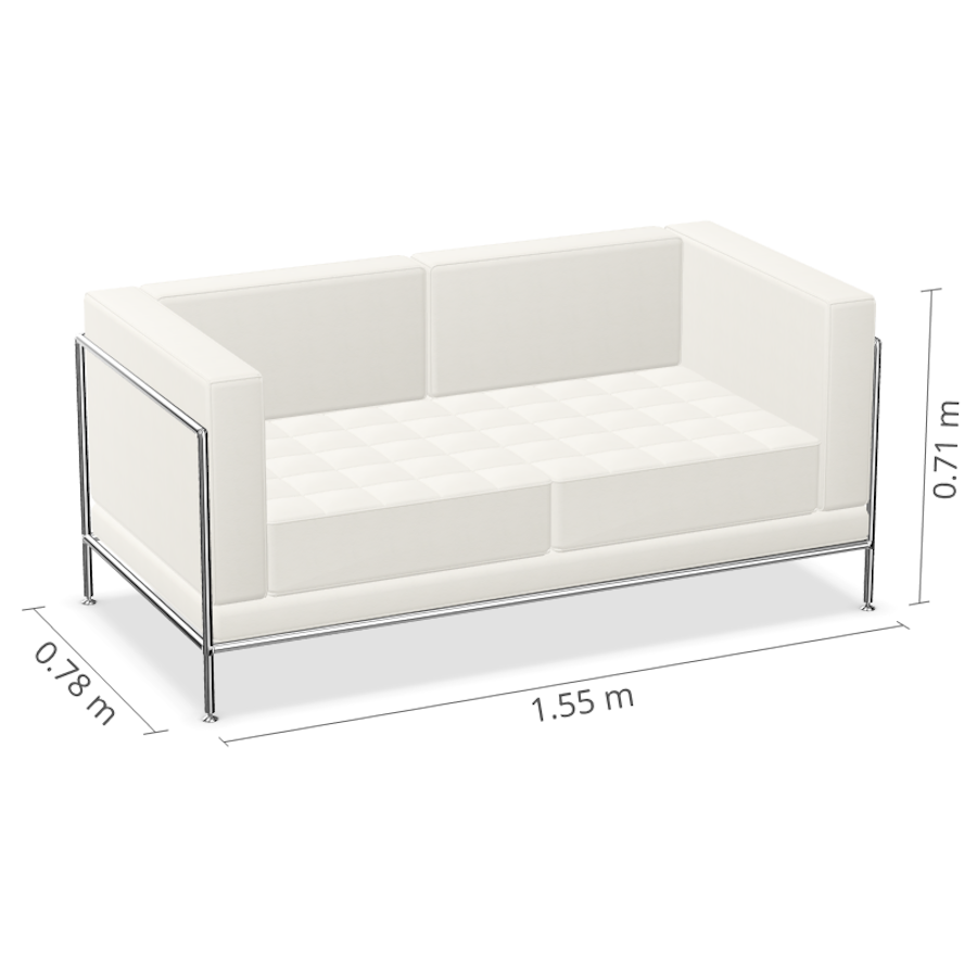 Bosse Modul Space Sessel in Leder Weiß Bemaßung
