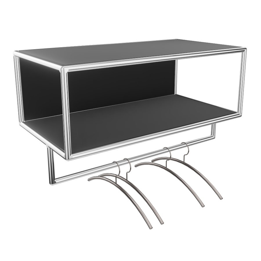 Bosse Garderobe Chrom Breite 80 cm in Melamin Schwarz