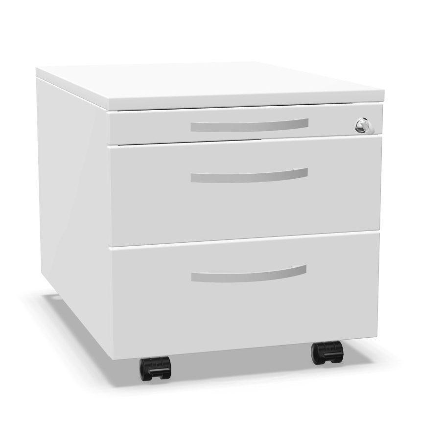 Palmberg Rollcontainer ORGA PLUS weiß mit Bogengriff chrom matt