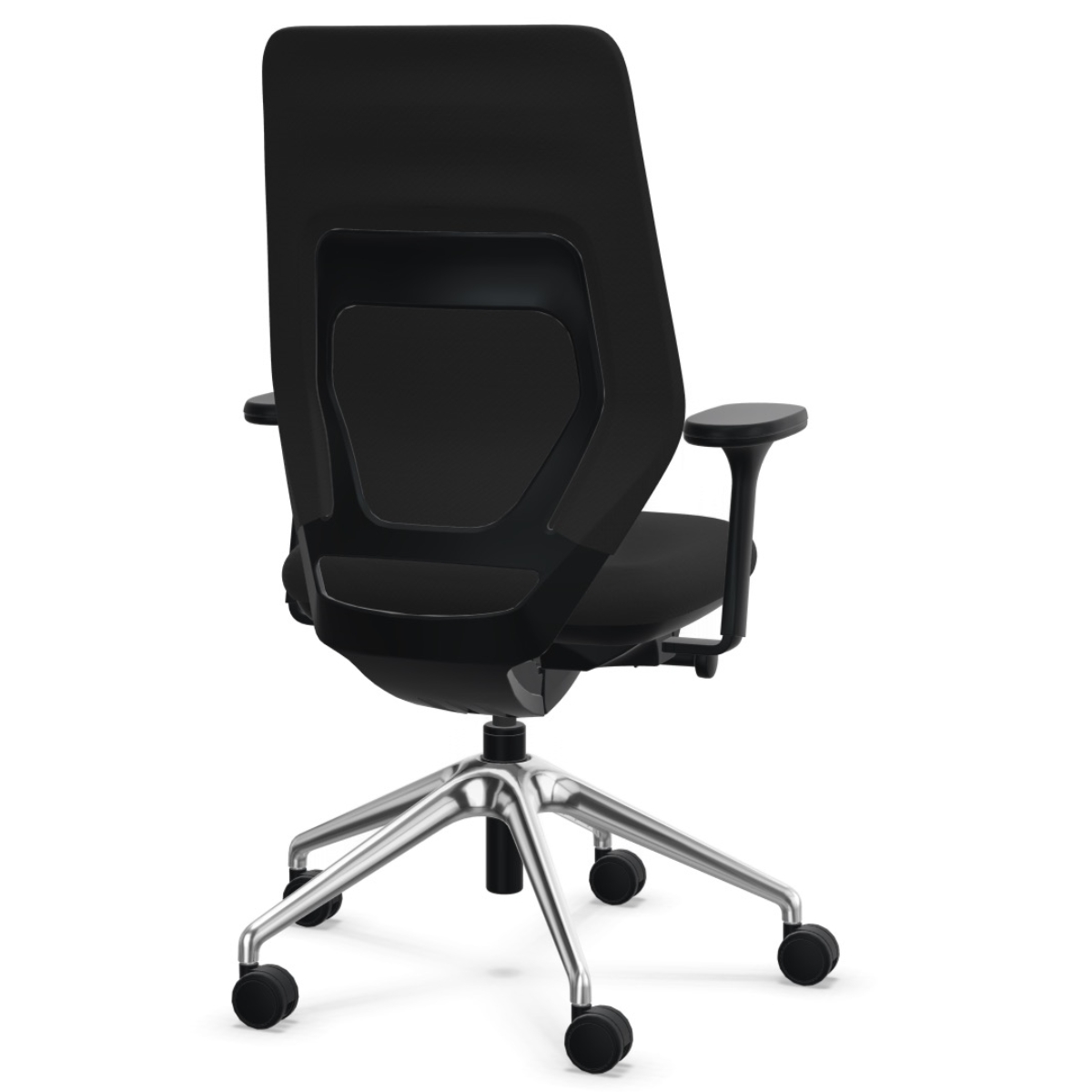 FM Asiento schwarz mit Gestell alu poliert Rückansicht