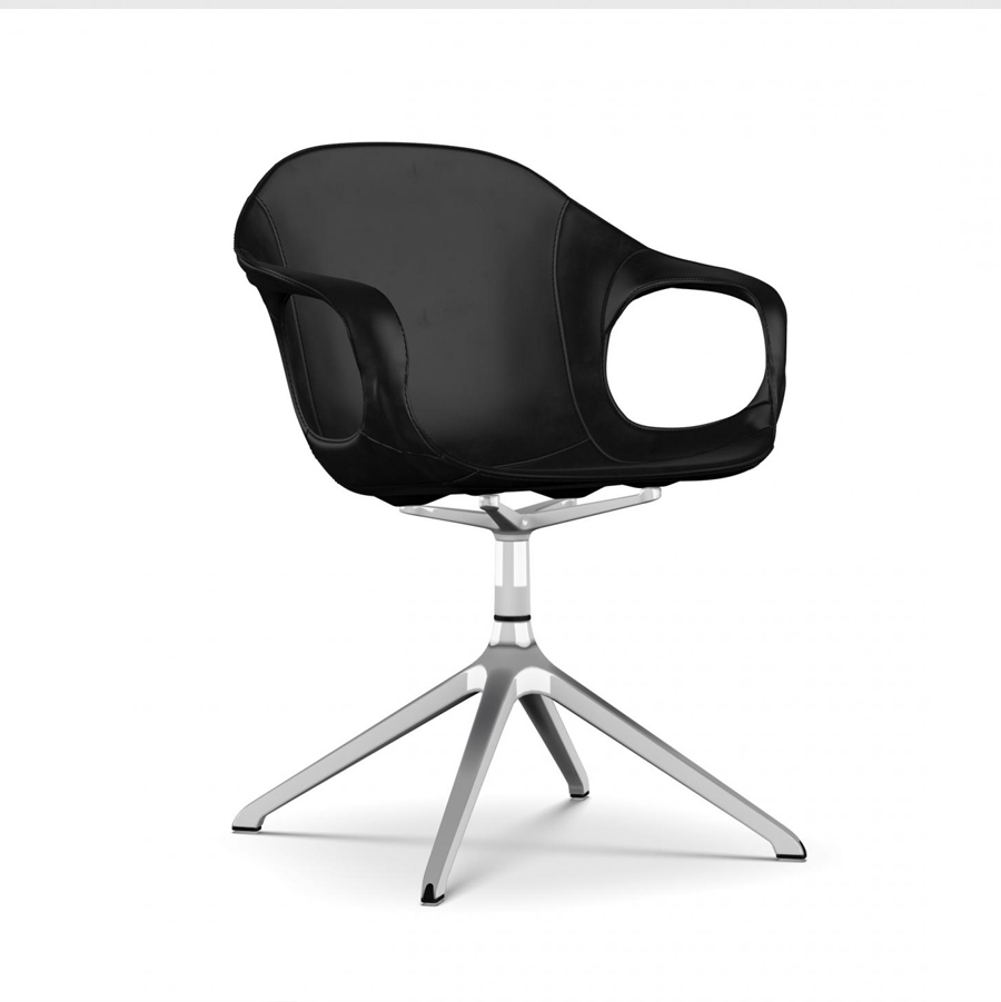 Kristalia Elephant mit vollnarbigem Leder schwarz