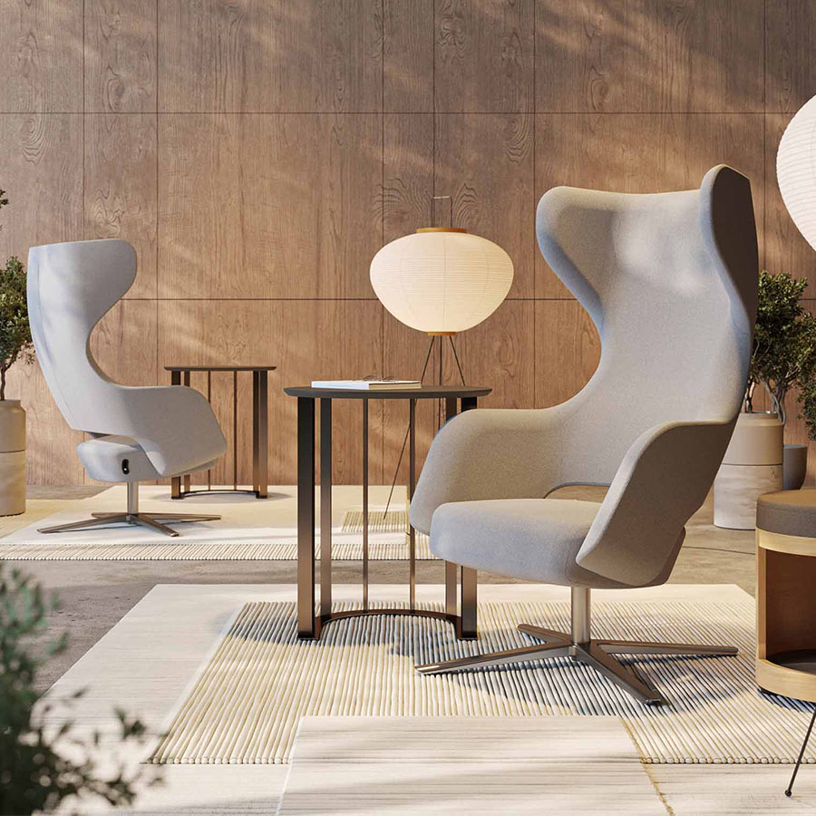 narbutas Sandie Loungesessel mit Fußkreuz in Aluminium poliert Beispielbild