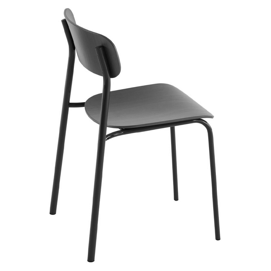 THONET S 243 Stahlrohrstuhl | Buche schwarz gebeizt | Gestell tiefschwarz | Seitenansicht