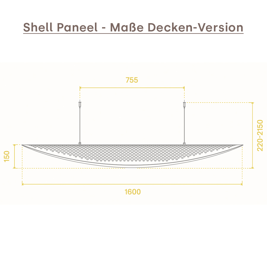 Shell akustisches Design Paneel - Maße Decken-Version