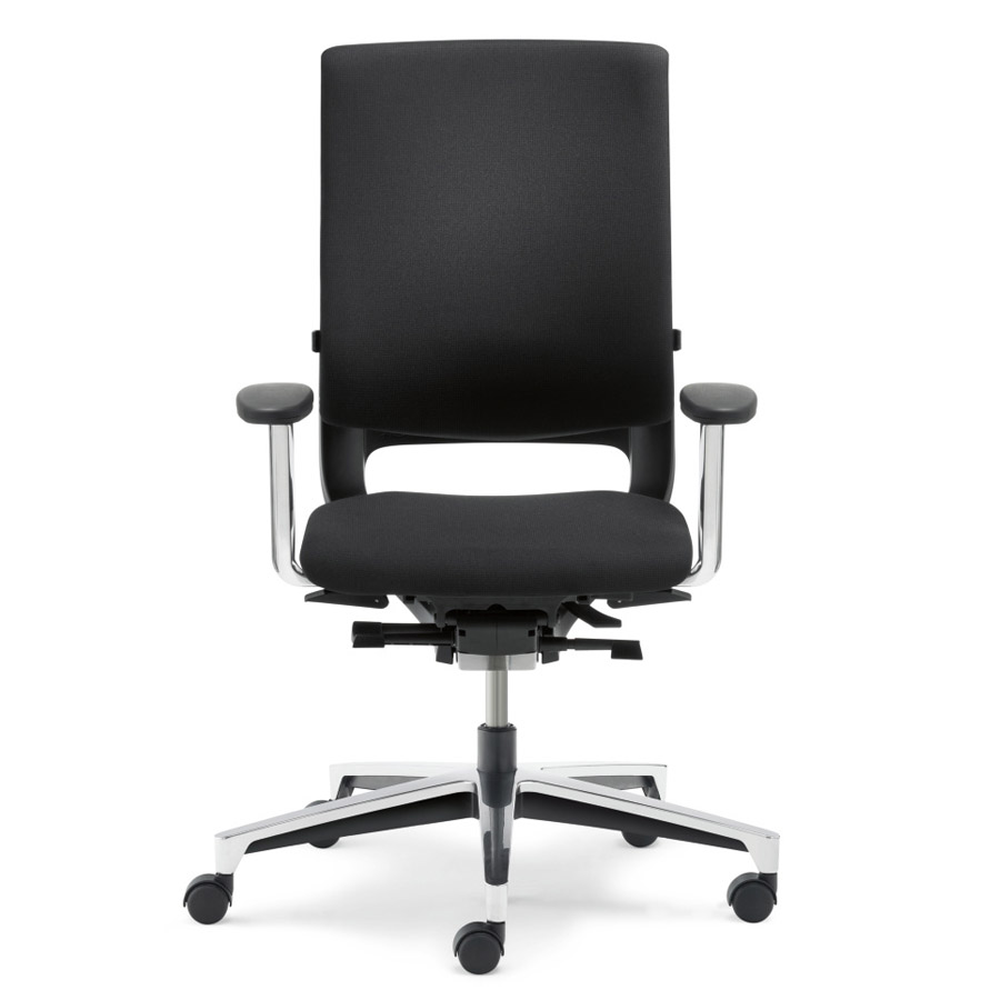 Klöber Mera 98 schwarz mit Fußkreuz verchromt Armlehnen verchromt